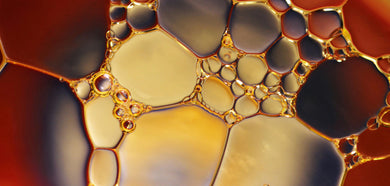Close-up of colorful bubbles in a liquid